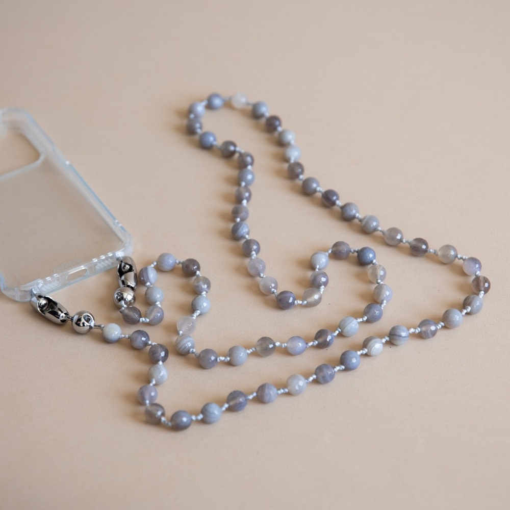 Ossa Gem Crossbody Cord in Grey Agate